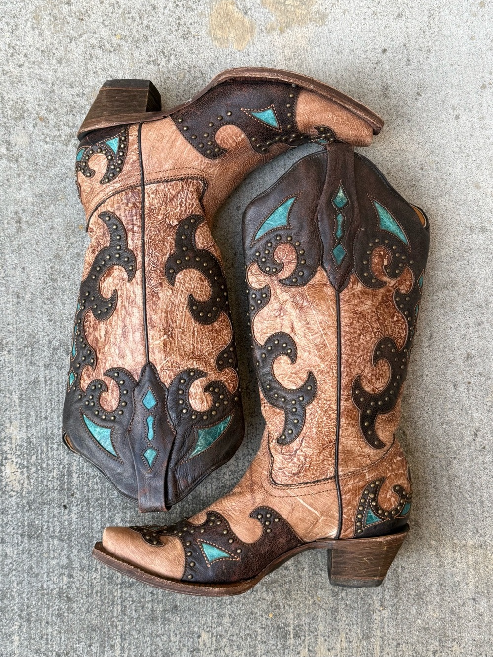 Corral Women’s  "El Paso" Leather Snip-Toe Western boots Cowgirl Brown Size 7.5 - Picture 2 of 10